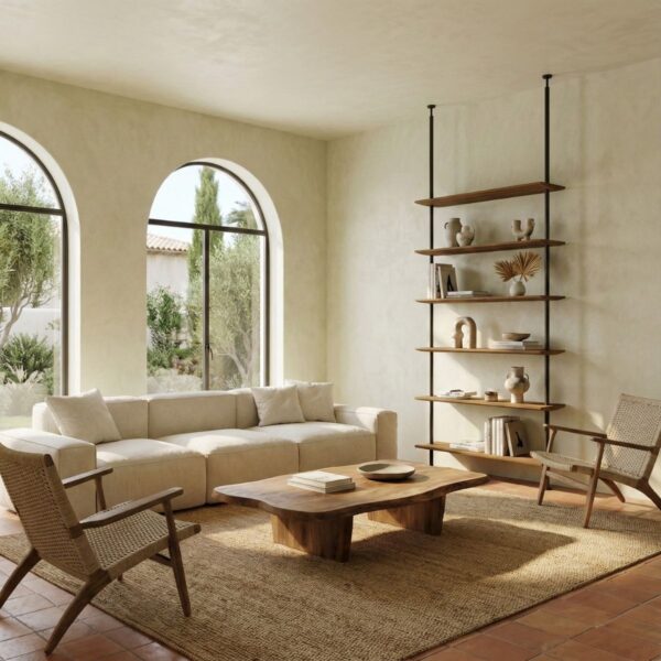 Wysoki regał od podłogi do sufitu, lite drewno dębowe