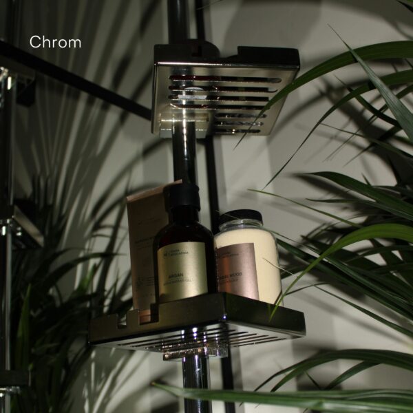 Rozporowy regał po prysznic chromowany do łazienki