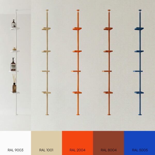 Designerski regał na kosmetyki pod prysznicem, do wyboru kolory: czarny, biały, niebieski, pomarańczowy, kobaltowy, brązowy, beżowy