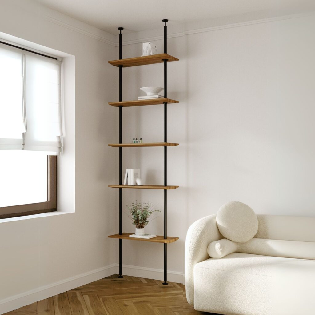 Wąski Regał Dębowy 70 cm – Wysoki Regał na Książki do Salonu | D.A.G Studio