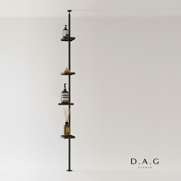 Stojący regał łazienkowy metalowy– półki na kosmetyki do wanny wolnostojącej i pod prysznic