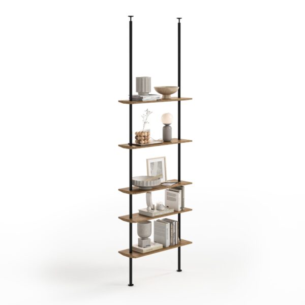 dębowy regał do sufitu na książki i dekoracje, polskiego projektu