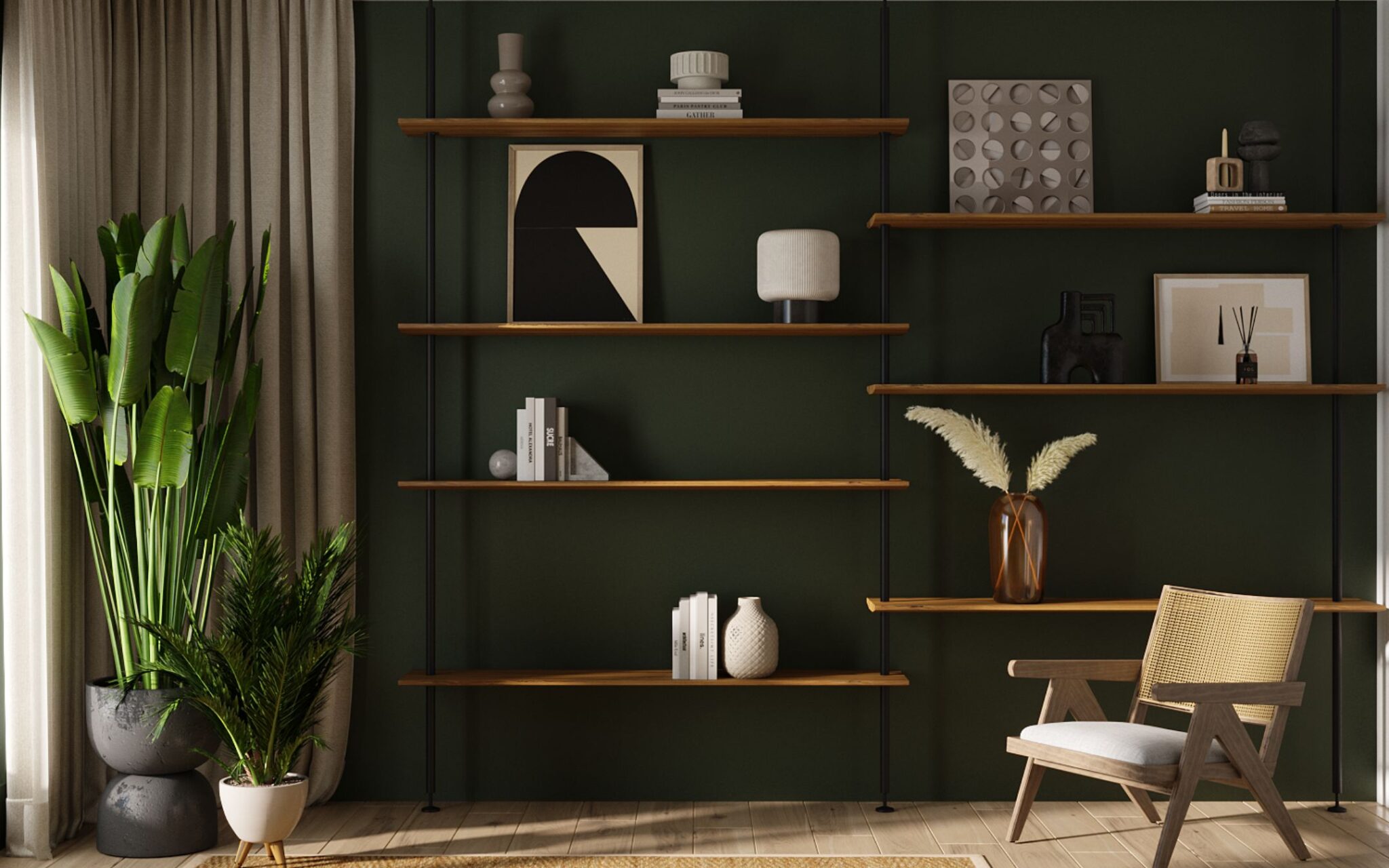 Regał rozporowy polskiej marki meblowej D.A.G studio do sufitu