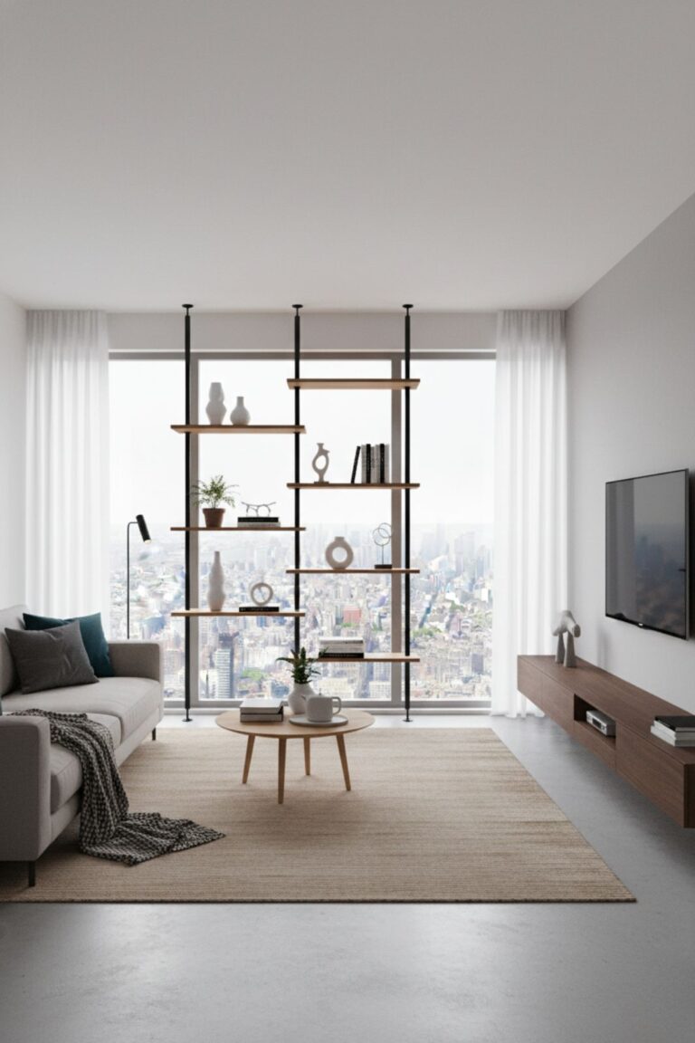 wąski salon w kształcie prostokąta — inspiracje projektowe