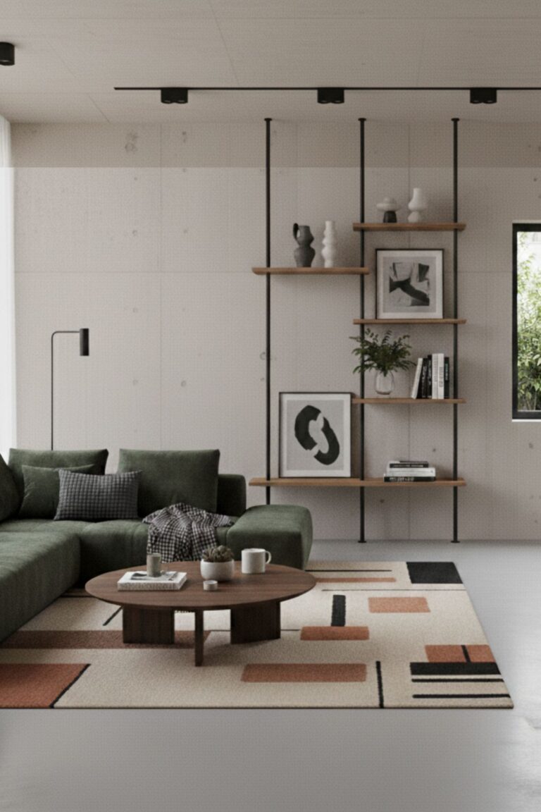 Zbliżenie na dębową, frezowaną półkę regału drewnianego na wymiar z widoczną możliwością regulacji półek.