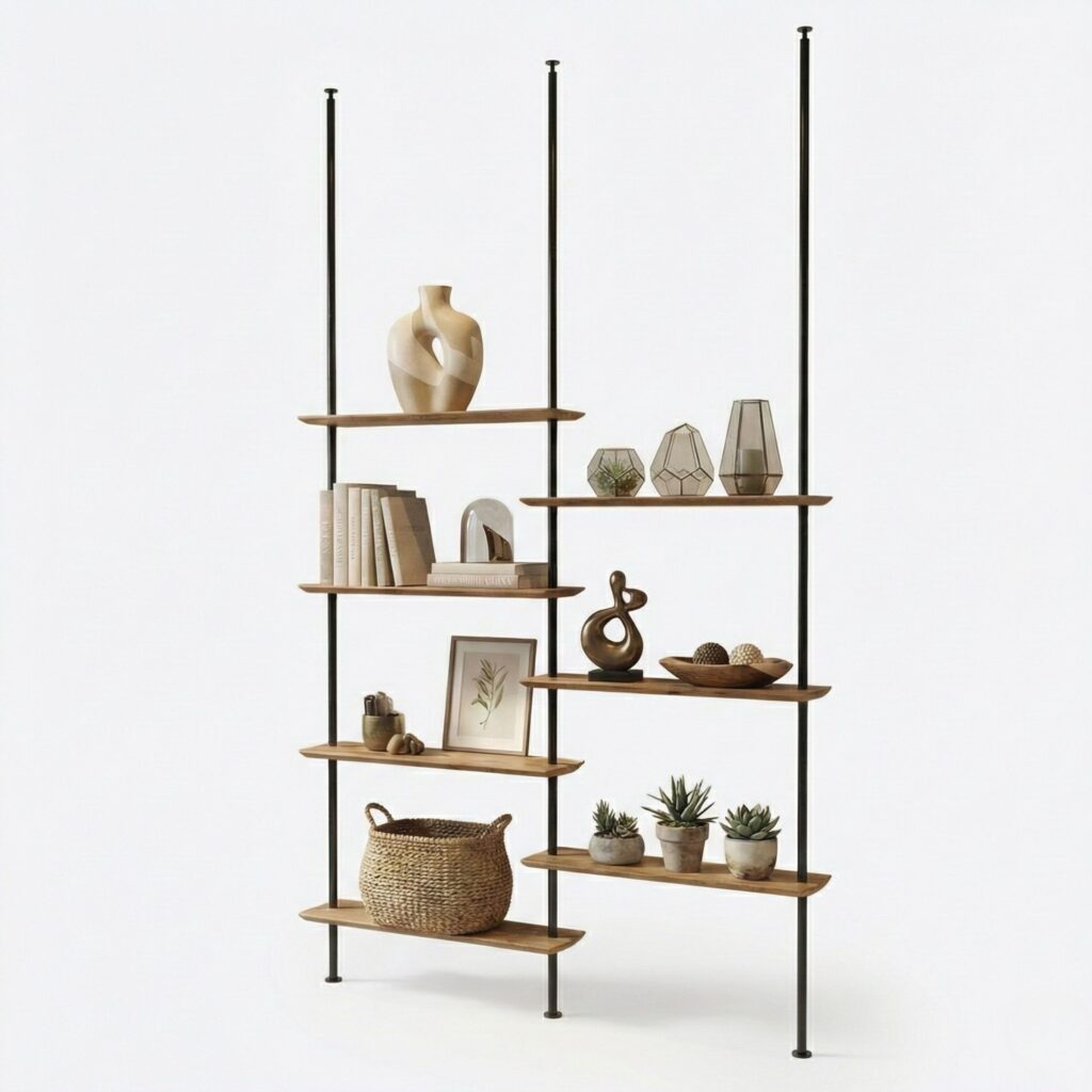 Wysoki regał na książki 250 cm – regał rozporowy do sufitu, stabilny i pojemny